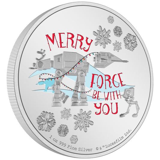 Niue 2022 $2 Star Wars Season's Greetings 1oz Silver Coloured Proof Coin
