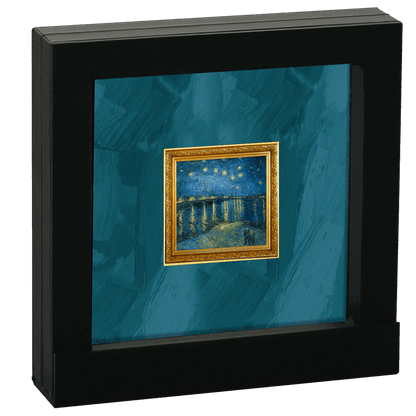 Niue 2023 $1 Vincent Van Gogh Starry Night Over The Rhone Selectively Gold Plated 1oz Silver Coloured Proof Coin