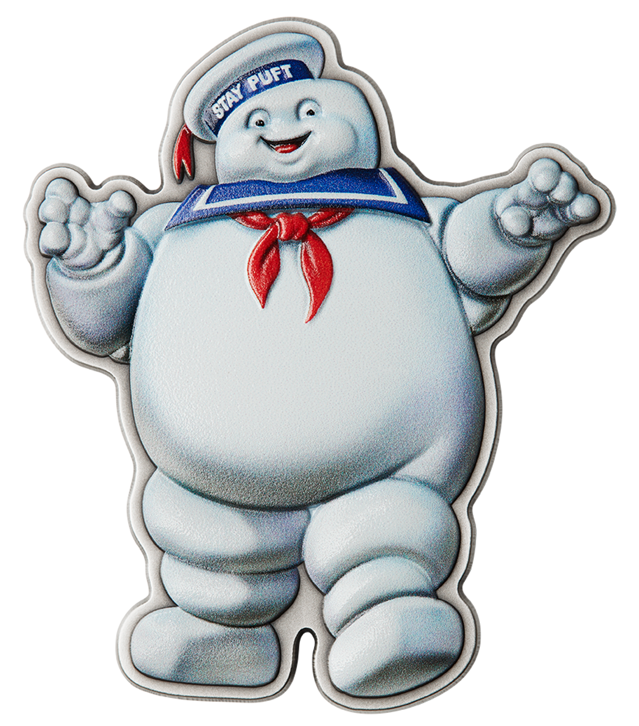 Niue 2024 $5 Ghostbusters Stay Puft Shaped 2oz Silver Coloured Coin with Trap Set