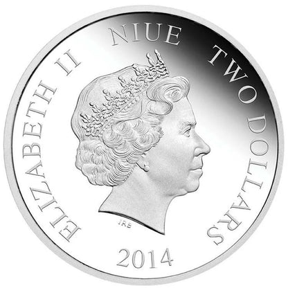 Niue 2014 $2 Disney Mickey Mouse Steamboat Willie 1oz Silver Proof Coin