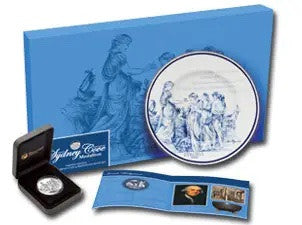2010 $1 Sydney Cove Medallion 1oz High Relief Silver Proof Coin and Wedgwood Plate Set
