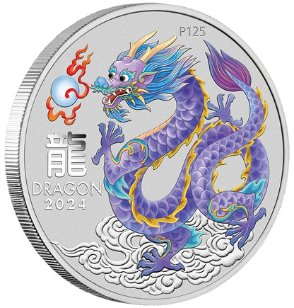 2024 $1 ANDA Sydney Lunar Year of The Dragon 1oz Silver Coloured Uncirculated Coin