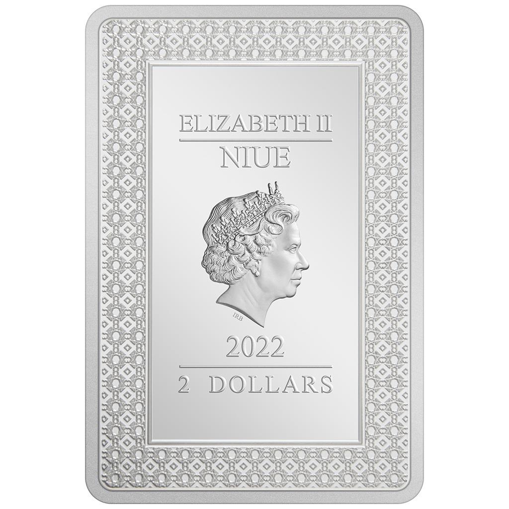 Niue 2022 $2 Tarot Cards The Lovers 1oz Silver Coloured Rectangle Proof Coin