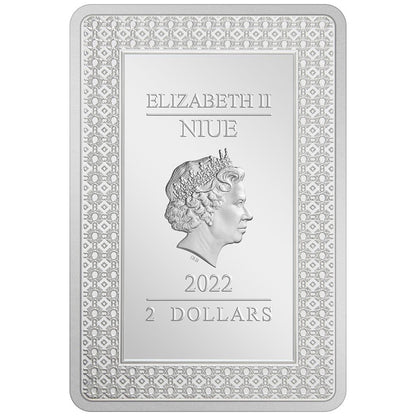 Niue 2022 $2 Tarot Cards The Lovers 1oz Silver Coloured Rectangle Proof Coin