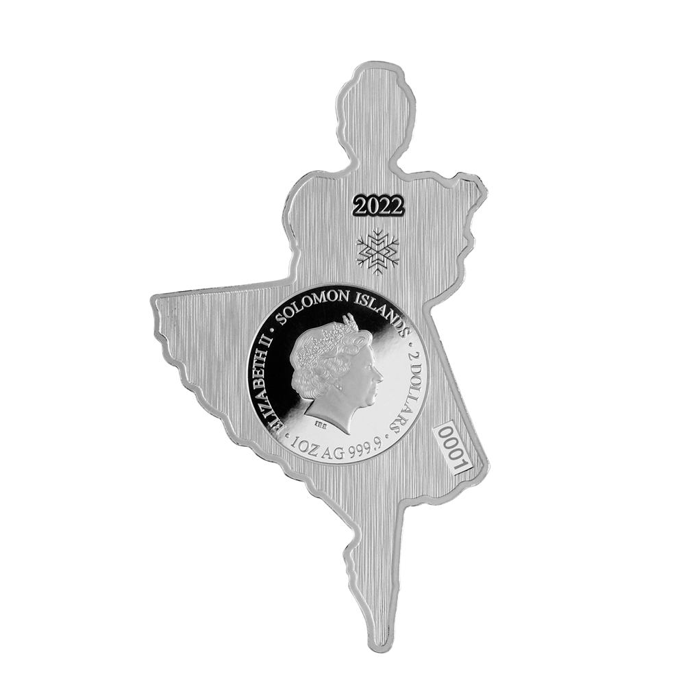 Solomon Islands 2022 $2 The Nutcracker Clara 1oz Silver Coloured Shaped Coin