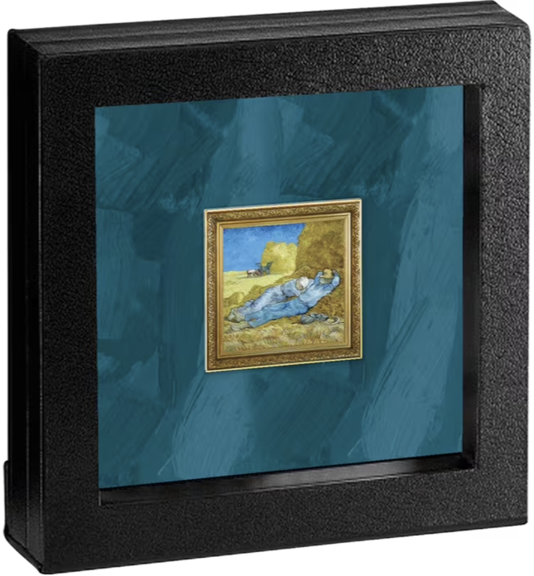 Niue 2023 $1 Vincent Van Gogh The Siesta Selectively Gold Plated 1oz Silver Coloured Proof Coin