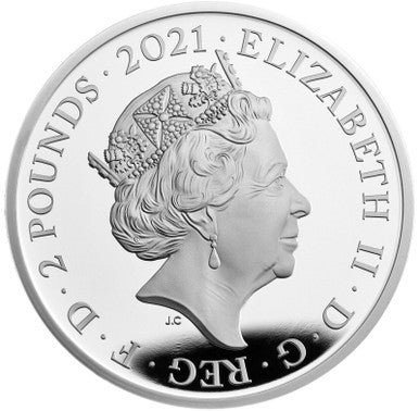 UK 2021 £2 Alice's Adventures In Wonderland Through The Looking Glass 1oz Silver Coloured Proof Coin