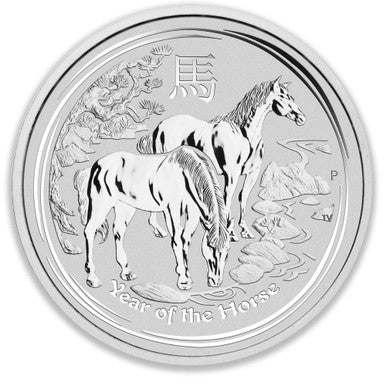 2014 $1 Lunar Year of The Horse 1oz Silver BU Coin