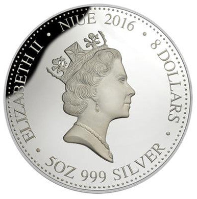 Niue 2016 $8 Year of The Monkey Selectively Gold Plated 5oz Silver Proof Coin