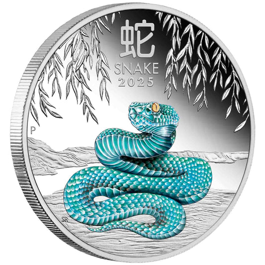 2025 $1 Lunar Year of The Snake 1oz Silver Coloured Proof Coin