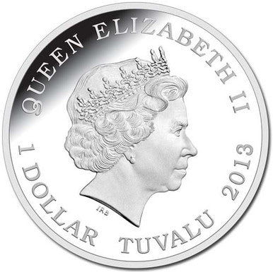 Tuvalu 2013 $1 Deadly and Dangerous Yellow Bellied Sea Snake 1oz Silver Coloured Proof Coin