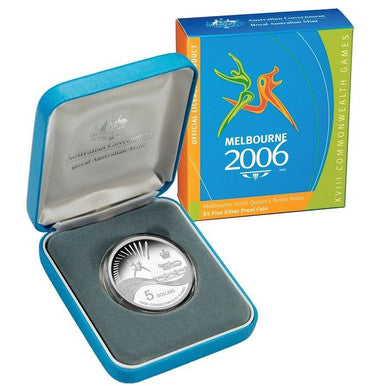 2006 $5 Commonwealth Games Melbourne Queen's Baton Relay Silver Proof Coin