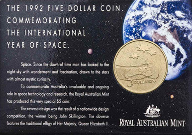 1992 $5 Commemorating The International Year of Space Uncirculated Coin