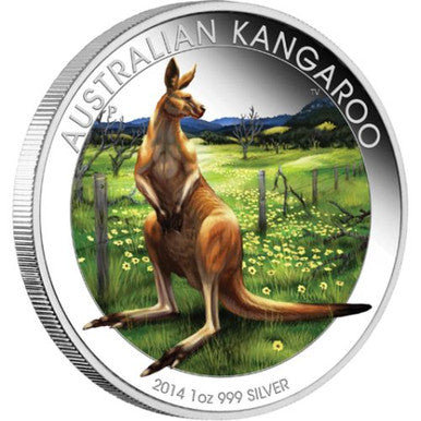 2014 $1 WMF Berlin Kangaroo 1oz Silver Coloured Coin