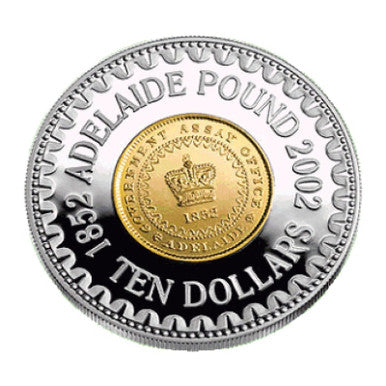 2003 $10 150 Years Adelaide Pound Selectively Gold Plated Silver Proof Coin