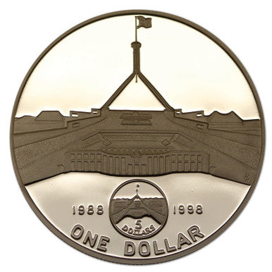 1998 $1 Parliament House 10 Years On 1oz Silver Proof Coin
