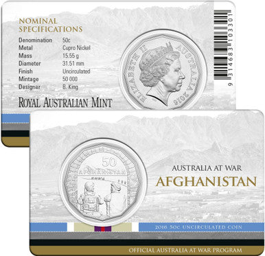 2016 50c Australia At War Afghanistan Uncirculated Coin