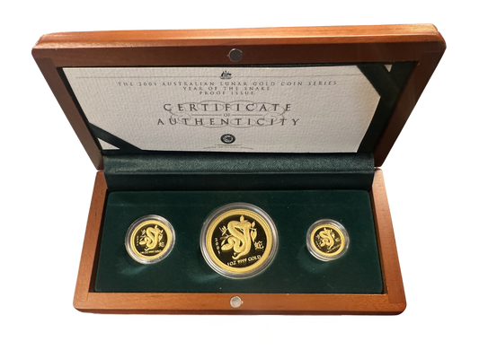 2001 3 Coin Gold Proof Set Lunar Year of the Snake