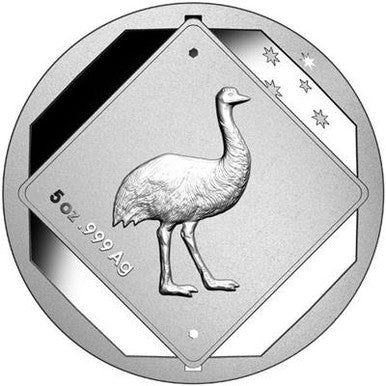 2015 $10 Australian Road Signs Emu 5oz Silver Frosted Uncirculated Coin