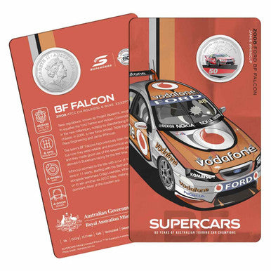 2020 50c 60 Years of Australian Supercars 2008 Ford BF Falcon Coloured Uncirculated Coin