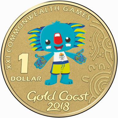 2018 $1 Gold Coast Commonwealth Games Borobi Coloured Uncirculated Coin