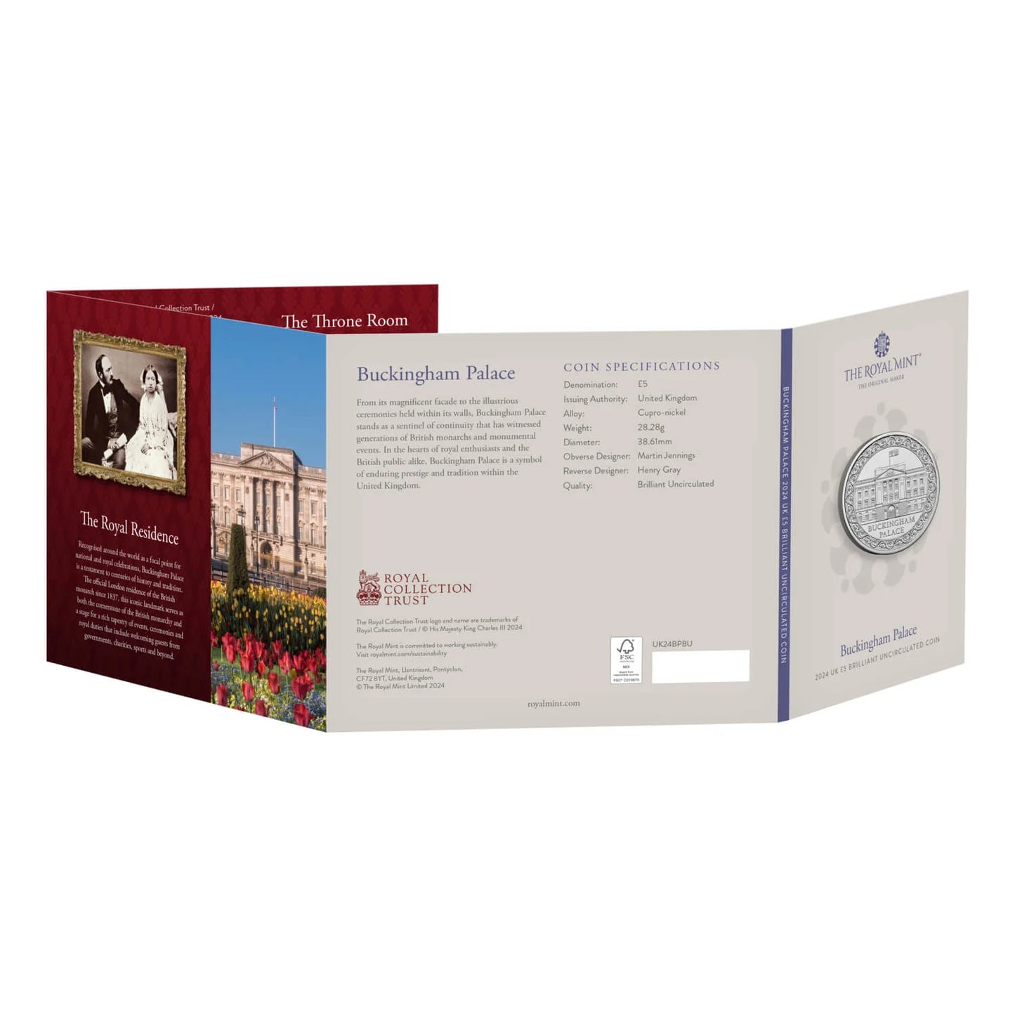 UK 2024 £5 Buckingham Palace Uncirculated Coin