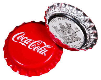 Fiji 2018 $1 Coca Cola Silver Bottle Cap Shaped Coin