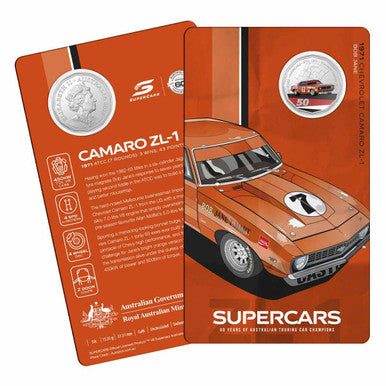 2020 50c 60 Years of Australian Supercars 1971 Chevrolet Camaro Coloured Uncirculated Coin