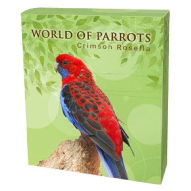 Cook Islands 2014 $5 World of Parrots Crimson Rosella Silver Coloured 3D Coin