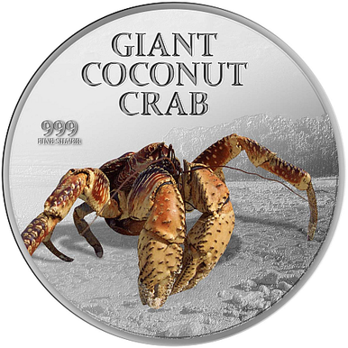 Pitcairn Island 2013 $2 Giant Coconut Crab 1oz Silver Coloured Proof Coin