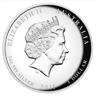 2015 $1 Lunar Year of The Goat 1oz Silver High Relief Proof Coin