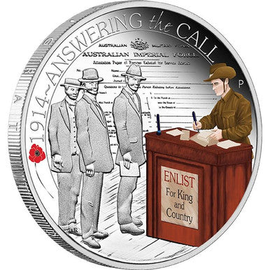 2014 50c The ANZAC Spirit 100th Anniversary 1/2oz Silver Coloured Proof 3 Coin Set