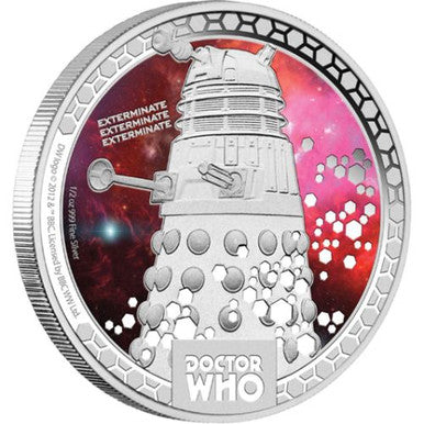 Niue 2014 $1 Doctor Who Daleks 1/2oz Silver Coloured Proof Coin