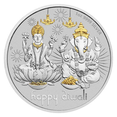 2021 Diwali Gilded 1oz Silver Brilliant Uncirculated Medallion