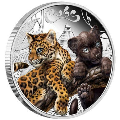 Tuvalu 2016 50c Jaguar Cubs 1/2oz Silver Coloured Proof Coin