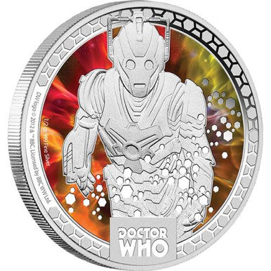 Niue 2014 $1 Doctor Who Cyberman 1/2oz Silver Coloured Proof Coin