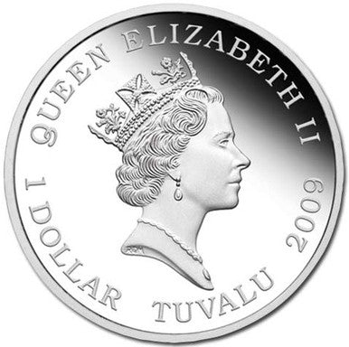 Tuvalu 2009 $1 Deadly and Dangerous Salt Water Crocodile 1oz Silver Coloured Proof Coin
