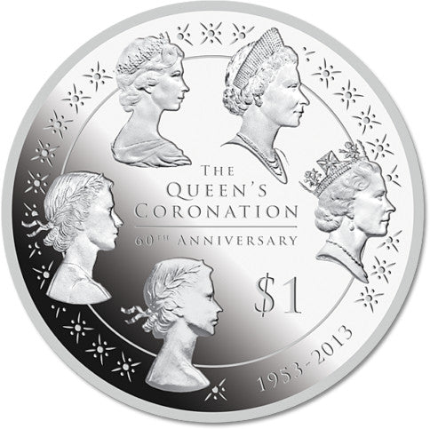 NZ 2013 $1 Queen Elizabeth II 60th Anniversary of The Coronation 1oz Silver Proof Coin