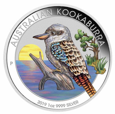 2019 $1 World Money Fair Berlin Australian Kookaburra 1oz Silver Coloured Proof Coin