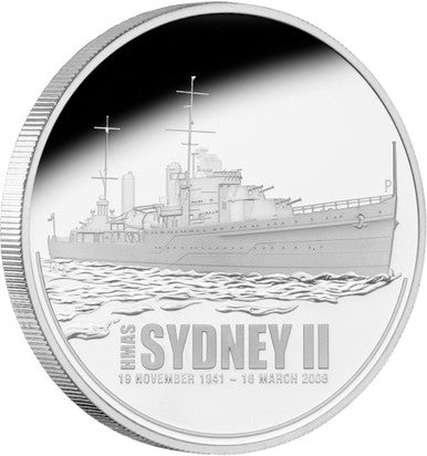 2008 $1 HMAS Sydney II and HSK-8 Kormoran 1oz Silver Proof Coin with Medallion and Badge Set