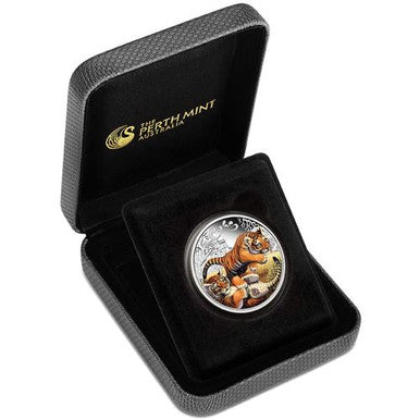 Tuvalu 2016 50c Tiger Cubs 1/2oz Silver Coloured Proof Coin