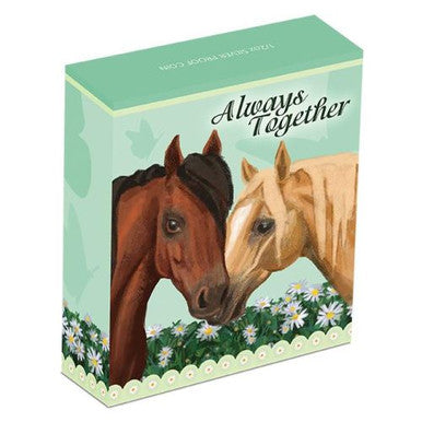 Tuvalu 2017 50c Always Together Horses 1/2oz Silver Coloured Proof Coin