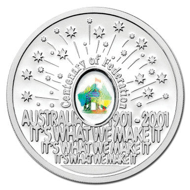 2001 $5 Finale Centenary of Federation 1oz Silver Hologram Proof Coin
