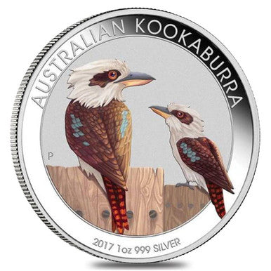 2017 $1 World Money Fair Berlin Australian Kookaburra 1oz Silver Coloured Proof Coin