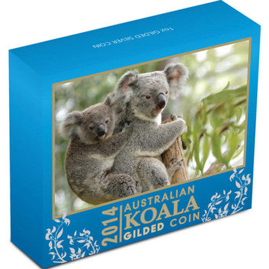 2014 $1 Australian Koala 1oz Silver Gilded Coin