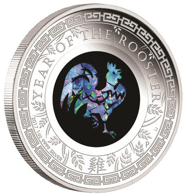 2017 $1 Australian Opal Lunar Year of The Rooster 1oz Silver Proof Coin