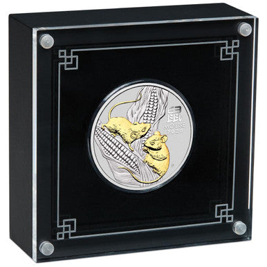 2020 $1 Lunar Year of The Mouse 1oz Silver Gilded Coin