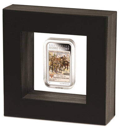 2017 $1 Australian Posters of World War I Australian Home Front 1oz Silver Coloured Proof Rectangle Shaped Coin