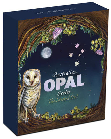 2014 $1 Australian Opal The Masked Owl 1oz Silver Proof Coin