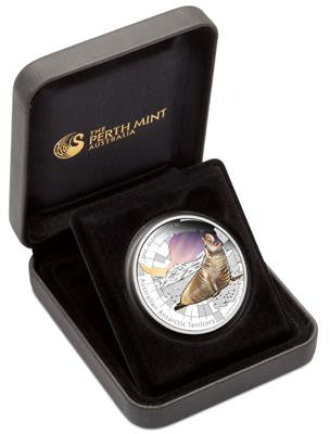 2015 $1 Australian Antarctic Territory Elephant Seal 1oz Silver Coloured Proof Coin